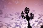 Lamp post on Pont Alexandre III-with a pink sky behind it Paris-Ile-de-France-France Art Print
